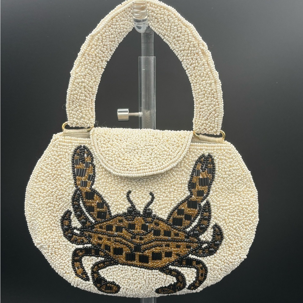 Inge Christopher Beaded Crab Mini Bag - Cream